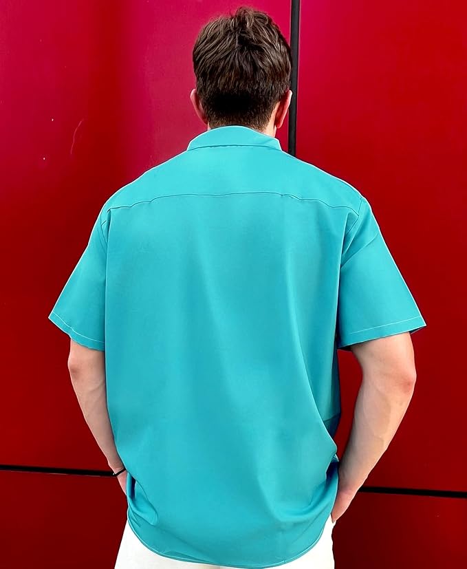 Men’s Hawaiian Shirt Western Cowboy Symmetrical Print Short Sleeve Button Down Casual Beach Holiday Summer Shirt