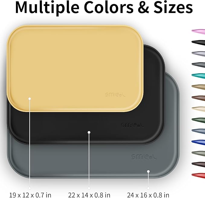 Silicone Pet Feeding Mat with Raised Edge for Food and Water, Dog Bowl Mats, Cat Bowls Placemat with High Lip for Floor Waterproof, Rubber Tray for Cats and Dogs 24 x 16 x0.8 Light Olive Green