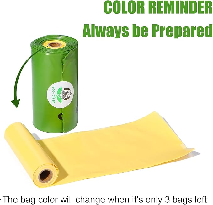ECO-CLEAN Dog Poop Bags with 3 Bags Left Indicator - 360 Count Extra Thick and Leak Proof Pet Waste Bags with 1 dispenser, Unscented