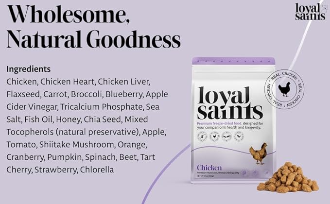 Freeze Dried Raw Dog Food - Premium Chicken Flavor with High Protein & Grain Free Dog Food for Small or Large Breeds and Picky Eaters - Versatile as Meal Topper, Pet Snack & Treats, 14 Oz