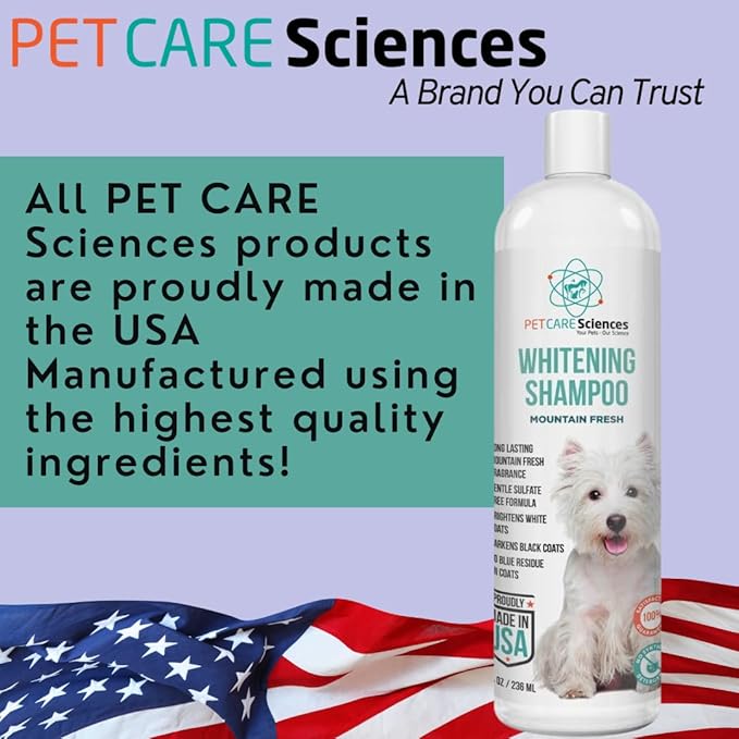 16 fl oz Dog Whitening Shampoo - Dog Shampoo for White Dogs - Brightens White and Darkens Dark Coats - Tearless and Natural - Hair and Fur Whitener for Dogs - Made in The USA