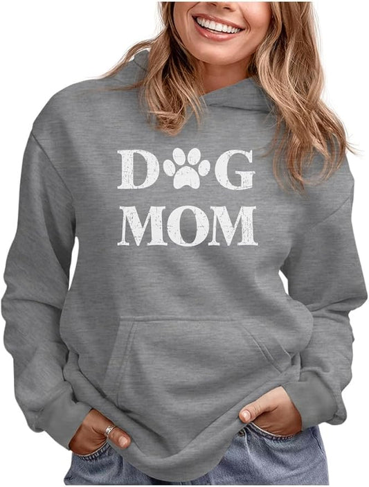 Tstars Dog Mom Hoodie for Women and Teen Girls - Dog Lover Hoodies with Paw Print - Gift for Fur Moms and Pet Owners