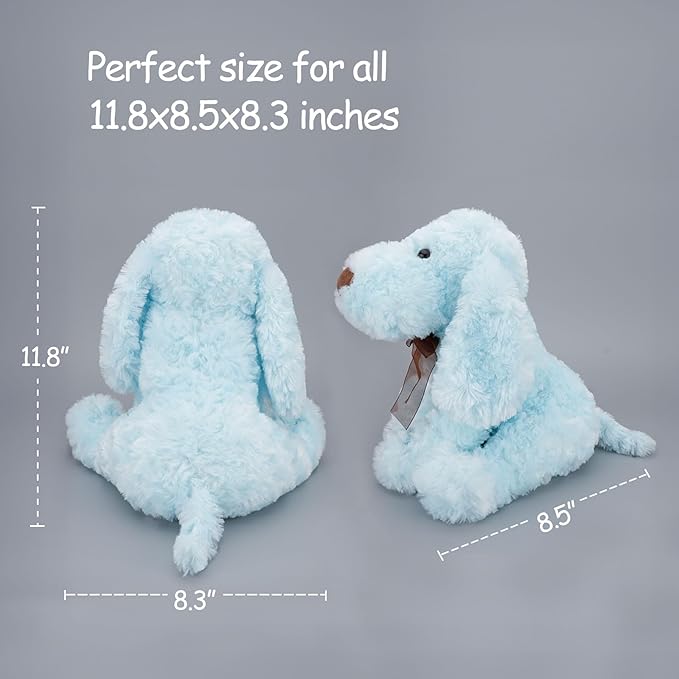 Blue Goldendoodle Furry Poodle Puppy Dog Blue Stuffed Animal Plush Toys for Kids Boys Girls Birthday Bedtime Xmas Gift, 11.8 inches