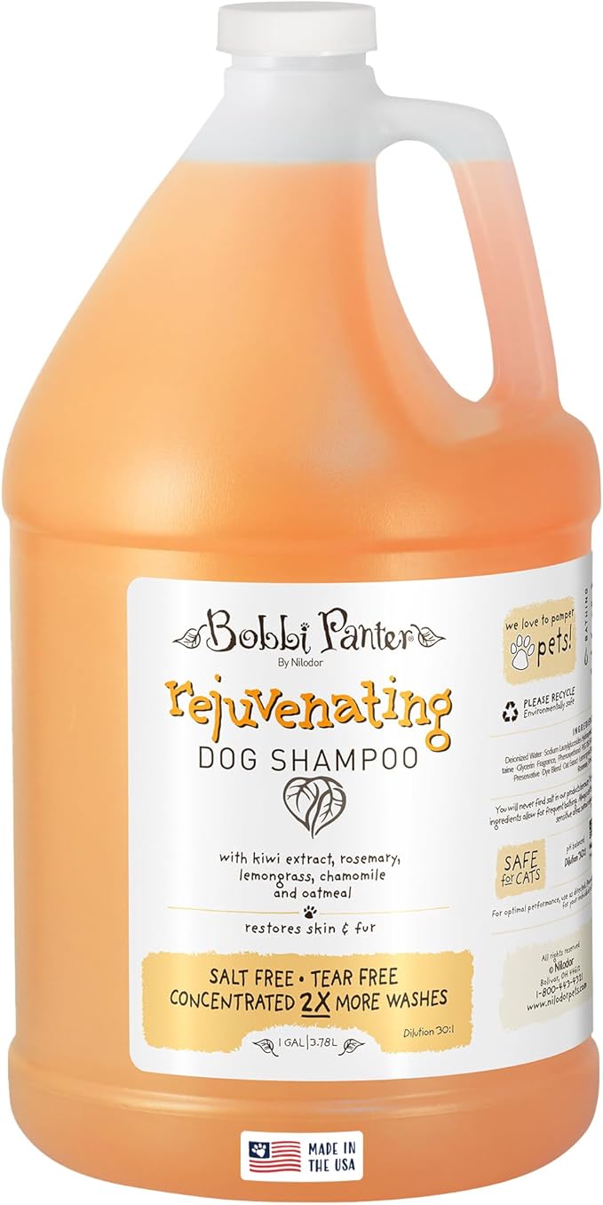 Bobbi Panter Rejuvenating Dog Shampoo, Restores & Revitalizes Skin & Fur, Orange Citrus Scent - 30:1 Concentrated Formula, Made in The USA, Trusted by Professional Groomers, 1 Gal.