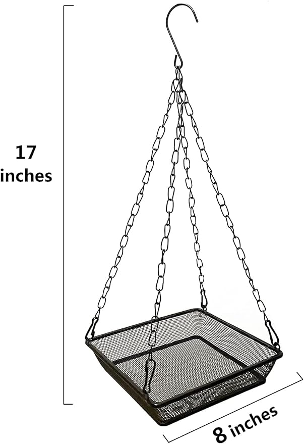 Hanging Bird Feeder Tray Platform Metal Mesh Seed Tray for Bird Feeding Outdoor Garden Decoration for Backyard Attracting Wildbirds