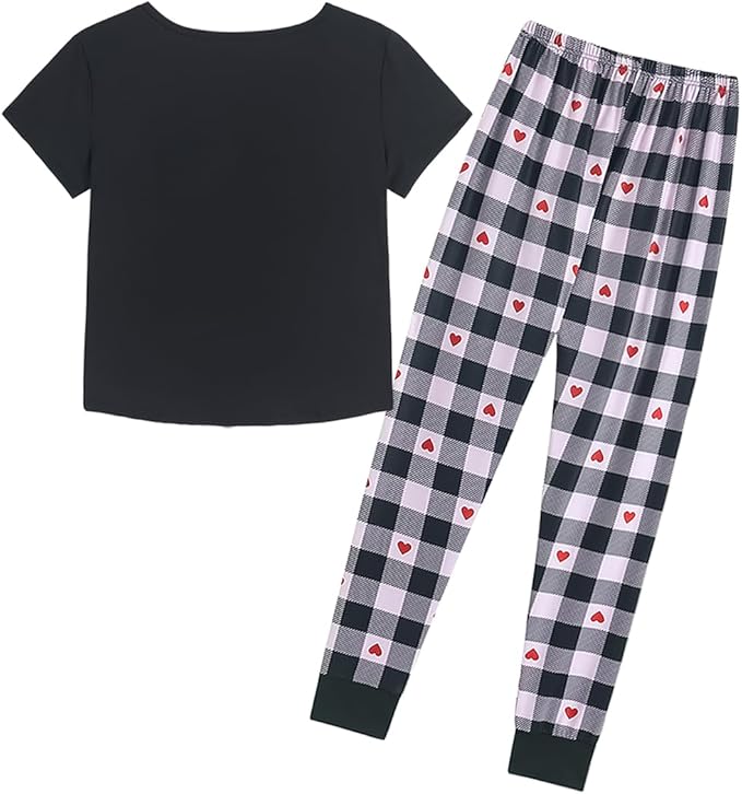 YIJIU Women's Summer Cute Cartoon Print Top and Pant Pajama Set Lounge Sleepwear