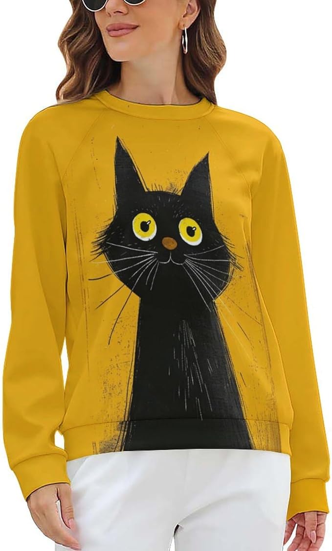 Womens Long Sleeve Tops Y2k Japanese Art Print Sweatshirts Fall Pullover for Women Crewneck Vintage Shirts Boho Tops