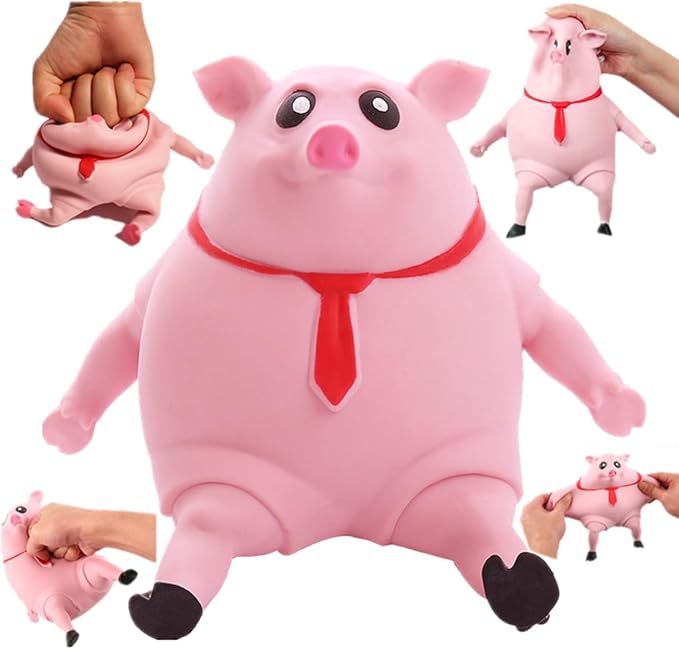Stretchy Glue-Sand Filled Rubber Pig, Latex Piglet Soft Decompression Doll Toy, Animal High-Elastic Stretchable Decompression, Decompression Toy for Adults and Children (Pig-L)