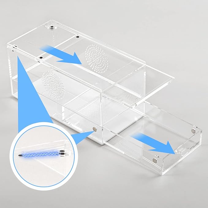 REPTI ZOO Magnetic Acrylic Reptile Terrarium 8" x 4" x 4", Transparent Tarantula Spider Enclosure Micro Breeding Box for Hermit Crab Snail Mantis Frog Insects