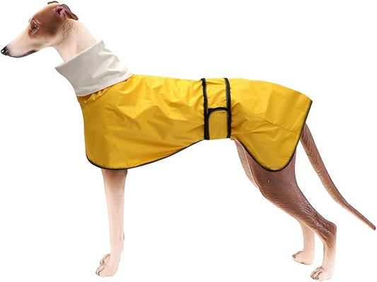 Morezi Dog Raincoat with Reflective Bar, Rain/Water Resistant, Adjustable Vest - Dog Raincoats for Greyhounds, Lurchers and Whippets - Yellow - Large