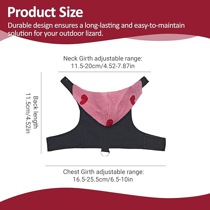 Bearded Dragon Lizard Hoodie Leash Suit Reptile pet Outdoor Chest Harness Chameleon Squirrel Leash Hooded Clothes Suitable for Bearded Dragon Lizard Reptiles（Red hat）