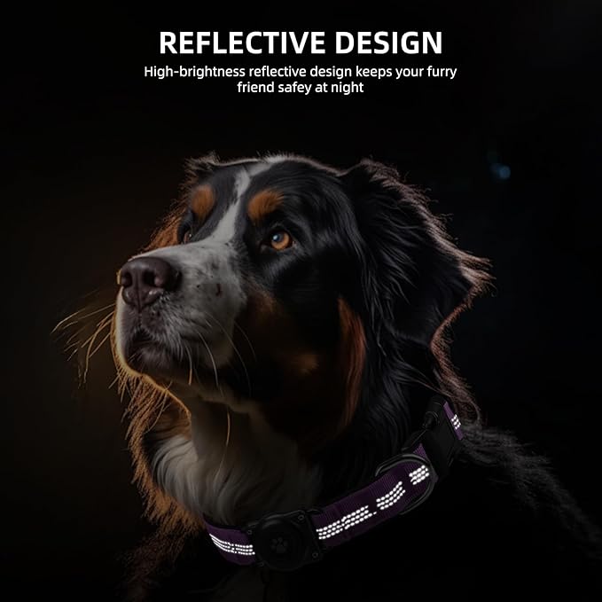 Reflective Air Tag Dog Collar - 100% Waterproof Dog Collar AirTag Holder | Extra-Durable, Soft Padded AirTag Dog Collars for Small Medium Large Dogs