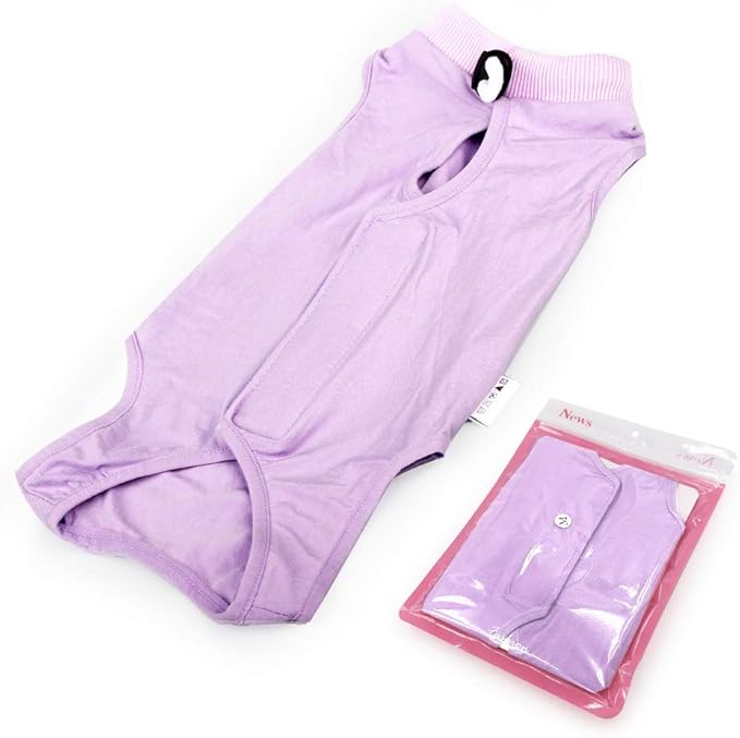 DOTON Cat Recovery Suit for Male and Female Surgical Post Surgery Soft Cone Onesie Shirt Clothes Neuter Licking Protective Diapers Outfit Cover Kitten Spay Collar(L, Purple)