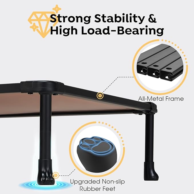 Veehoo Chew-Proof Elevated Dog Bed, Durable Training Platform for Large Dogs, Indoor/Outdoor Raised Pet Cot, Brown, 41x27inches, Model CWC2420CP