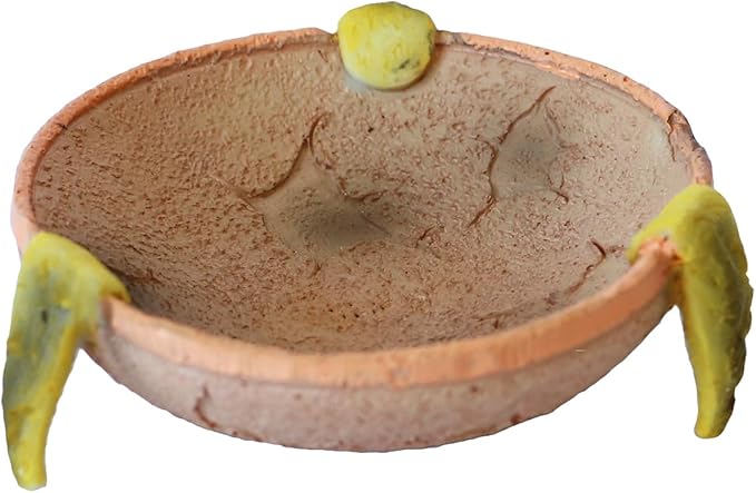 Food/Water Dish for Reptiles, Amphibians and Other Little Critters Water/Food Bowl, Made from Premium Resin (Orange-Brown Bowl)
