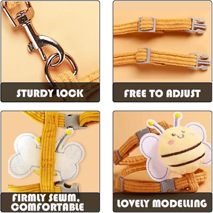 Cat Harness and Leash Set, Cat Harness Escape Proof, Rabbit Harness and Leash Set, Costumes for Cats and Bunny(A, Middle)