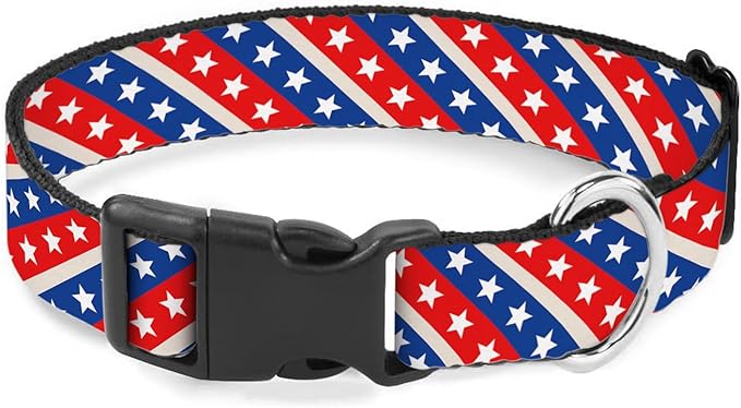 Red Blue White Stars Dog Collar Pet Neck Strap for Small Medium Large Dogs Soft Adjustable Buckle