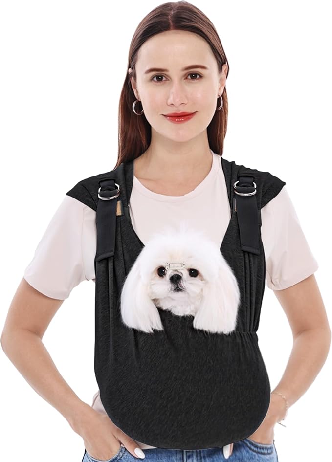 Supet Dog Carrier Sling for Small Dogs, Hands Free Cat Sling Carrier Chest, Soft Cotton Pet Sling Carrier, Adjustable Dog Front Carrier, Reducing Back Neck Shoulder Stress