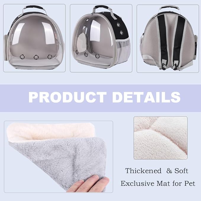 Portable Small Animal Backpack Travel Breathable Pet Carrier Bag Cages for Guinea Pig, Rabbit, Bearded Dragon, Squirrel, Tortoise, Bird, Lizard, Sugar Glider