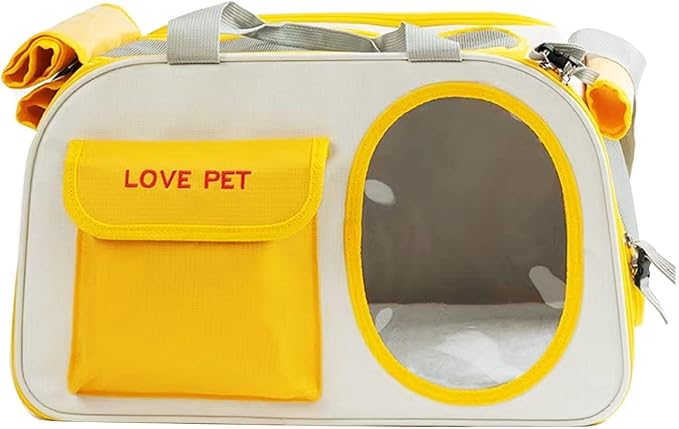 Pet Carrier for Small Cats Dogs, Dog Carrier Travel Bag with Adequate Ventilation, Locking Safety Zippers, Padded Shoulder and Carrying Strap (Yellow)