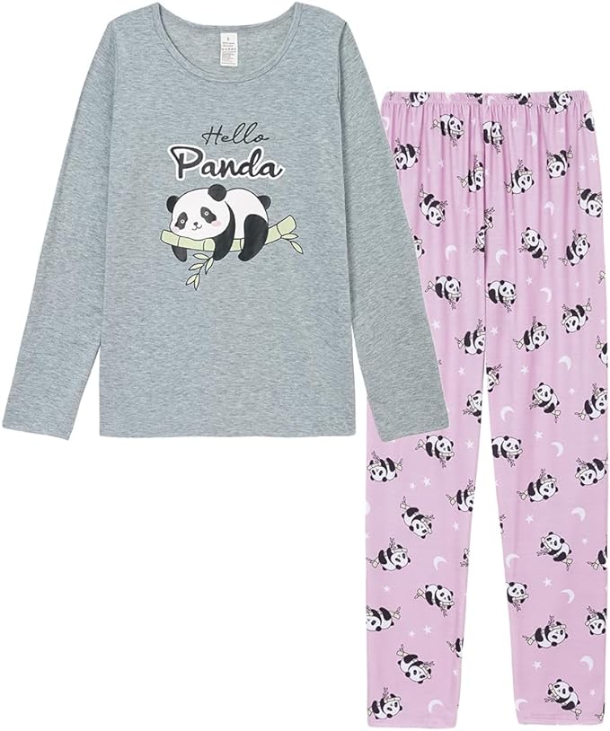 YIJIU Women's Sleepwear Long Sleeve Top and Pants Pajama Set Panda Print Nighty