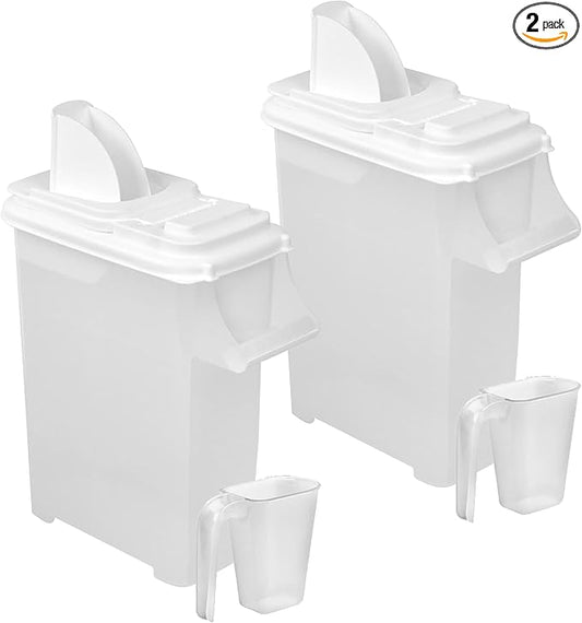 Buddeez Pet Food Storage Dispensers - Dog Food Storage Containers, Cat Food Containers, Bird Seed Containers w/Handle and Flip Lid, 8 Gallon(2 pack)