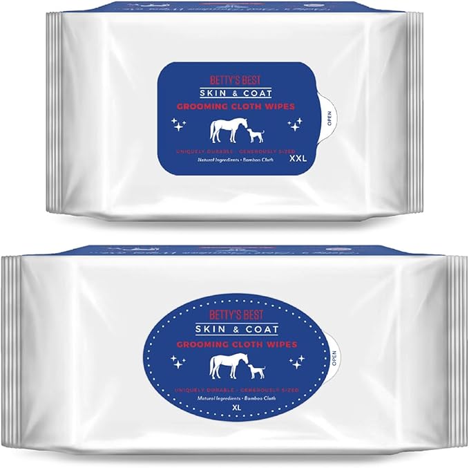 StripHair Bamboo Cloth Wipes Extra Large Reusable for Dog Pet Horse Coat Grooming and All Purpose - 2 Pack Combo: 2 Size Cloths: 12x12in and 8x8in