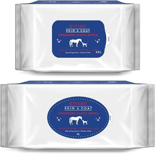 StripHair Bamboo Cloth Wipes Extra Large Reusable for Dog Pet Horse Coat Grooming and All Purpose - 2 Pack Combo: 2 Size Cloths: 12x12in and 8x8in