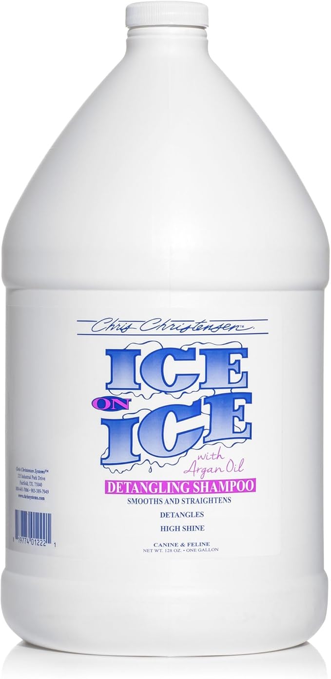 Chris Christensen Ice on Ice Strengthening Dog Shampoo, Groom Like a Professional, Revives Dry, Damaged Coats and Strands, All Coat Types, Made in USA, 1gal