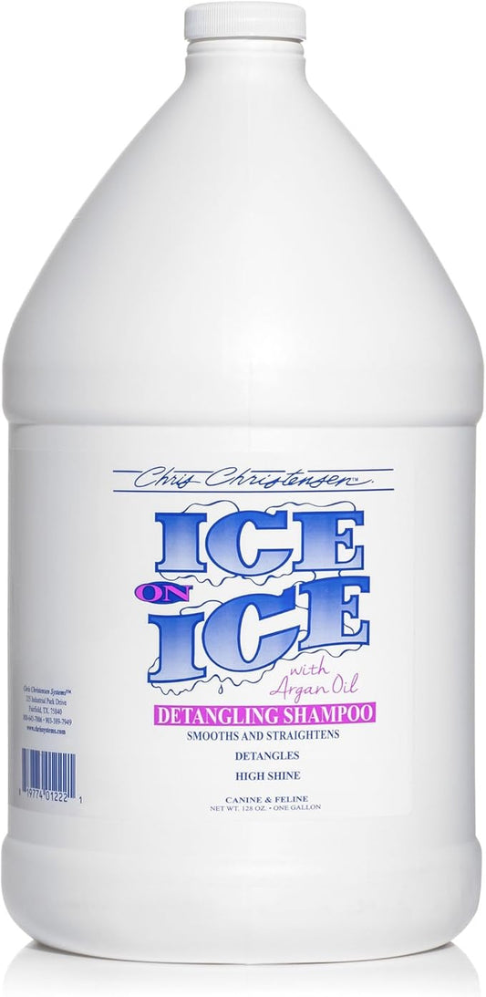 Chris Christensen Ice on Ice Strengthening Dog Shampoo, Groom Like a Professional, Revives Dry, Damaged Coats and Strands, All Coat Types, Made in USA, 1gal