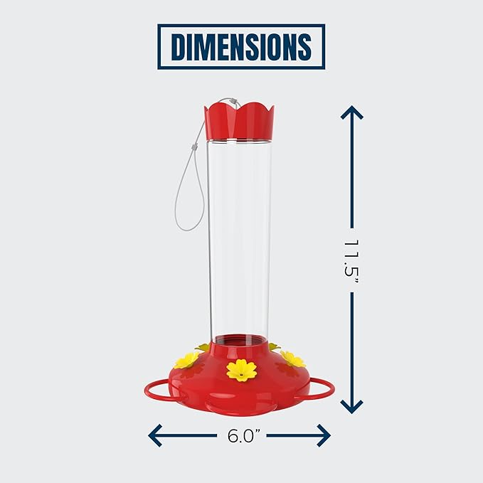 MEKKAPRO Outdoor Hummingbird Feeder Made from Glass, Hanging 5 Nectar Feeding Stations, Bright Red, Backyard Feeder (20 Ounce)
