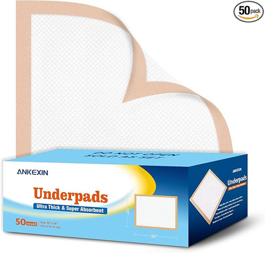 Ultra-Absorb Hospital Grade Bed Pads Disposable Adult 30x36 Inch Leakproof Underpads, Quick-Dry Incontinence & Puppy Pee Pads, 50 Count