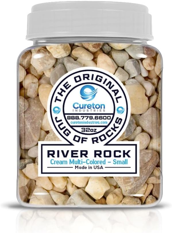 32 oz Jug Multicolor Cream Small River Rock, ½-1½ inch size, for indoor outdoor decor, vase filler, candles, art, crafts, aquariums, fairy gardens, planters, tablescapes, terrariums