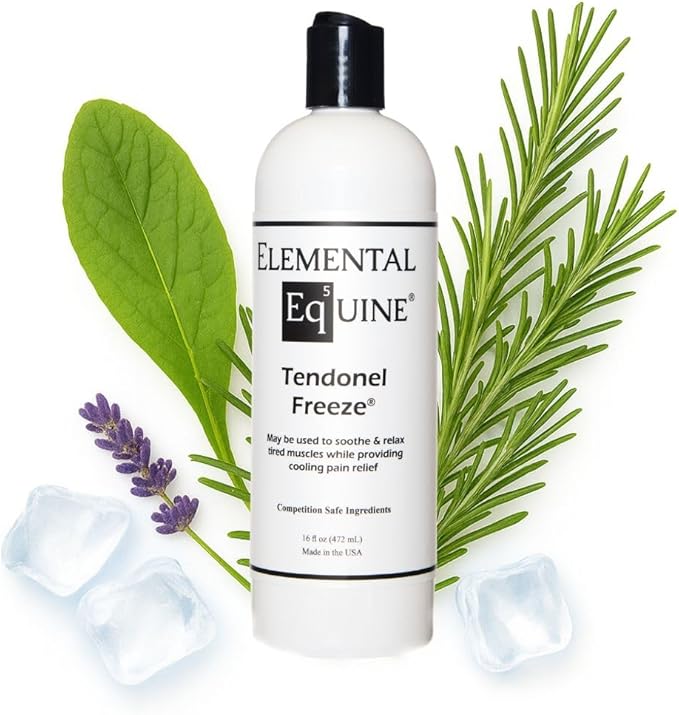 Elemental Equine Tendonel Freeze 16oz Liniment Rub for Horses - Soothe and Relax Tired Muscles While Providing Cooling Relief and Reduced Stiffness