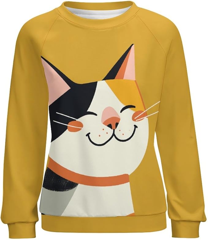 Womens Long Sleeve Tops Y2k Japanese Art Print Sweatshirts Fall Pullover for Women Crewneck Vintage Shirts Boho Tops