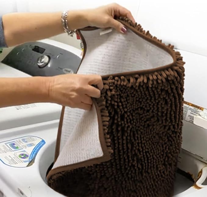 Muddy Mat® AS-SEEN-ON-TV Highly Absorbent Microfiber Door Mat and Pet Rug, Non Slip Thick Washable Area and Bath Mat Soft Chenille for Kitchen Bathroom Bedroom Indoor and Outdoor - Brown XXXL 72"X48"