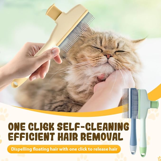 Pet Hair Removal Comb, 2025 New Flea Comb, Multifunctional Grooming Brush for Home Use, Portable Shedding Brush for Pet Owners (Green)