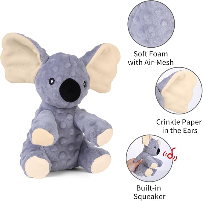 Blnboimrun Plush Dog Toy Koala - Squeaky & Crinkle Paper Chew Toys for Large & Medium Dogs