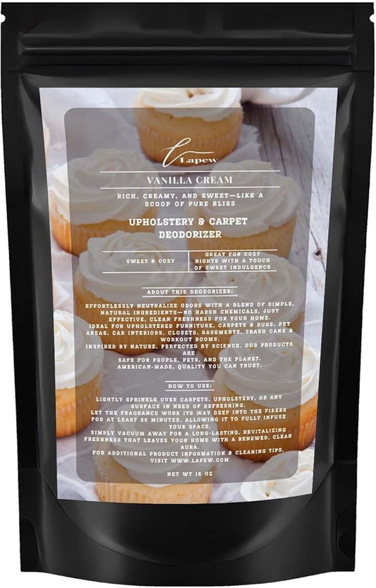 Vanilla Cream Carpet Deodorizer Powder for vacuuming | Powerful Odor Eliminator for Home | Upholstery refresher | Scented Deodorant | pet friendly