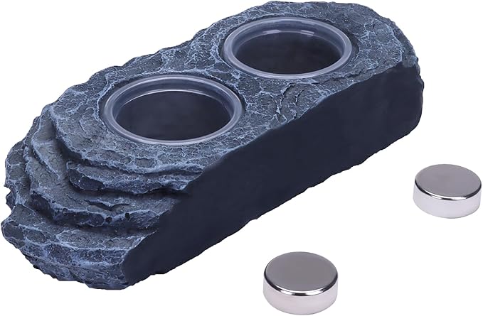 AIICIOO Crested Gecko Feeding Ledge Strong Magnetic Pet Food Bowl and Water Dish with 6 Pack Plastic Reptile Food Cups for Frog Chameleon Tortoise Lizard Pets