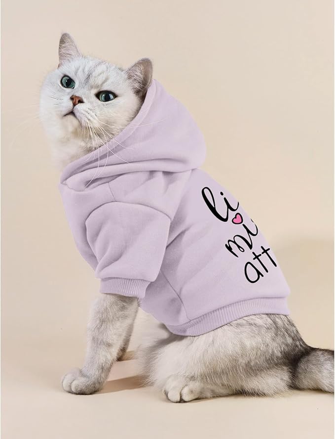 Cat Hoodies for Cats Puppy Pet Clothes Cat Apparel Little Miss Attitude Print Dog Hoodie for Small Medium Dogs Outfits for Kittens(Purple,M)