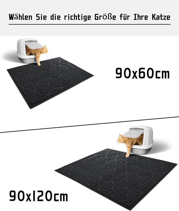 Yimobra Cat Litter Mat, 35.4"x23.6" Litter Box Mat with Litter Lock Mesh, Soft Cat Litter Mat Litter Trapping Mat, Easy to Clean, Non-Slip, Water Resistant, Litter Free Floors, Black