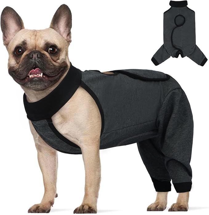 ROZKITCH Dog Surgery Leg Sleeve Rear Legs, Male Female Pet Prevent Licking Wound Elbow Knee Protector, Dog Recovery Suit Cone Collar Alternative Pants Shirt for Wound Heal Wrap Grey S