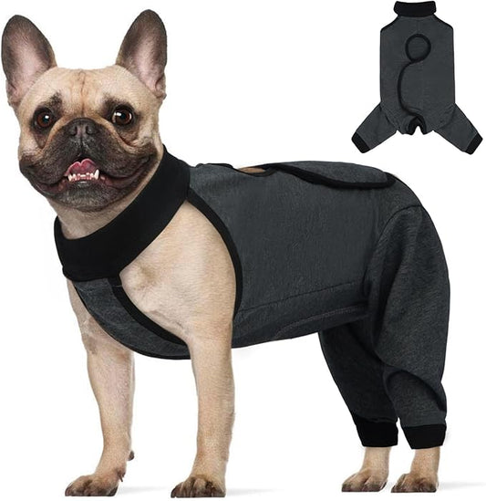ROZKITCH Dog Surgery Leg Sleeve Rear Legs, Male Female Pet Prevent Licking Wound Elbow Knee Protector, Dog Recovery Suit Cone Collar Alternative Pants Shirt for Wound Heal Wrap Grey S