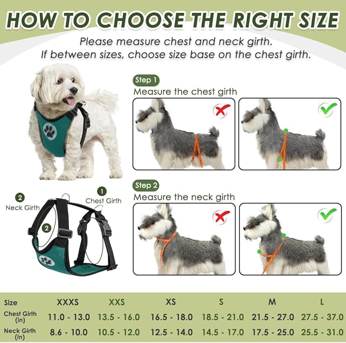 SlowTon Dog Seat Belt Harness for Car, Dog Car Harness Adjustable Mesh Breathable & Dog Seatbelt Safety Tether with Elastic Bungee for Small Medium Large Pets(Green, Double Clip, L)