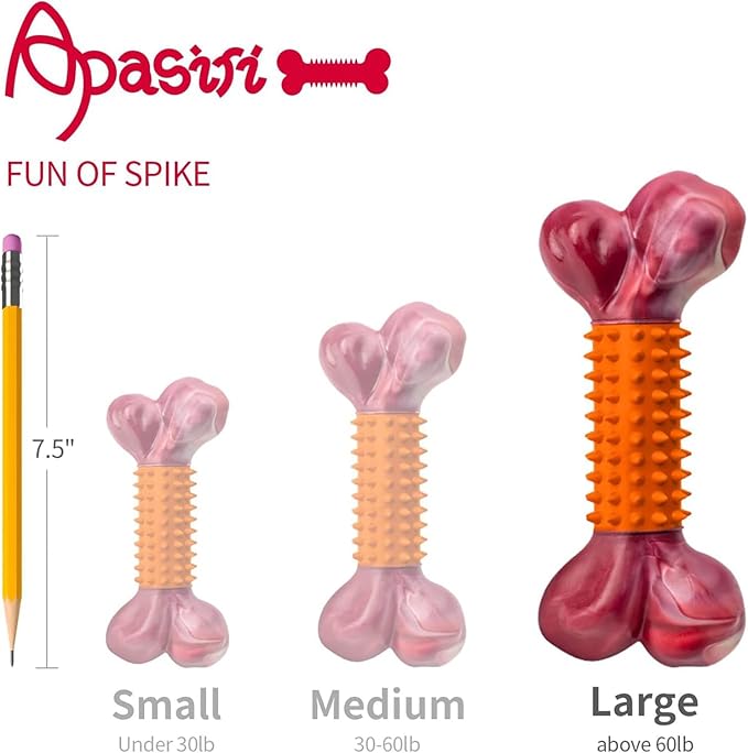 Apasiri Dog Toys for Aggressive Chewers Peanut Butter Flavored: 3-Pack Dog Bones for Large Dogs, 8" Chew Toys Long-Lasting, Tough Nylon & Rubber Dogs Toys