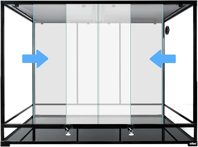 OIIBO 180 Gallon Large Reptile Terrarium, 48" x 24" x 36" Glass Reptile Tank Tall & Wide Terrarium Tank with Double Sliding Door Top Screen Ventilation Habitat