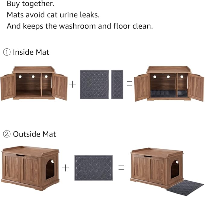 unipaws Cat Litter Box Enclosure Furniture, Hidden Litter Box Cover Washroom, Dog Proof Cabinet House for Large Cat, Hideaway Litter Box, Walnut