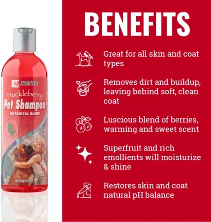 Kenic Botanical Huckleberry Deep Cleansing and Nourishing Conditioning Dog Shampoo, Soap and Paraben Free, Made in USA