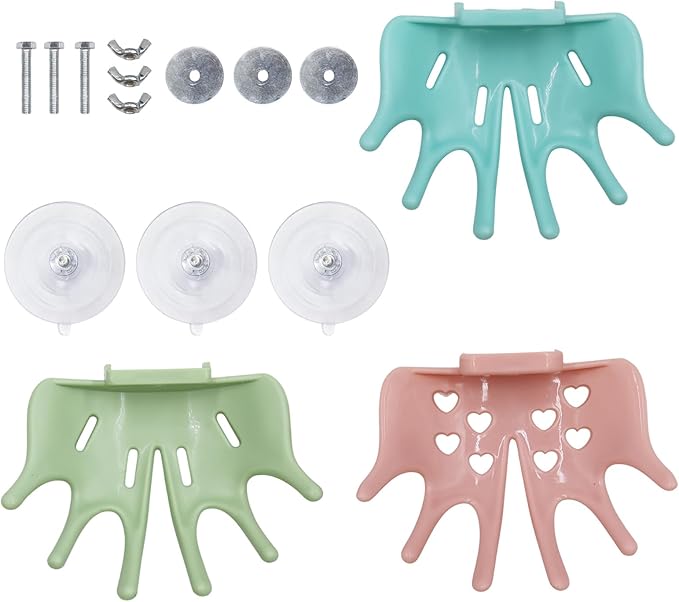 3 Pack Bird Cage Accessories, Multicolor Plastic Bird Perch with Branches, Bird Perches for Cage, Standing Platform for Budgies, Lovebirds, Cockatiels, Small to Medium Birds